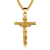 Gold crucifix pendant on a white background