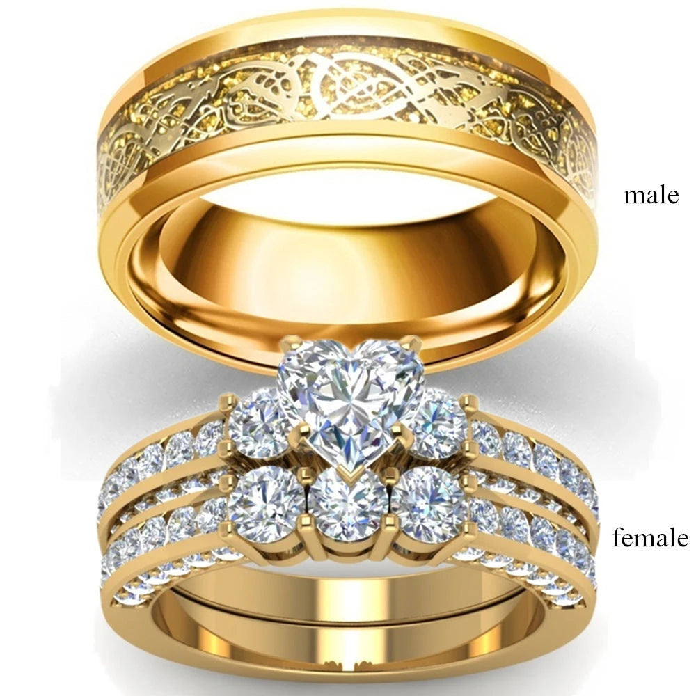 Heart of Gold Couple Ring